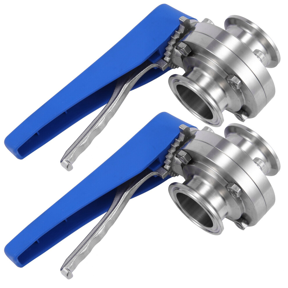 2X 1-1/2 Inch 38Mm Ss304 Stainless Steel Sanitary 1.5 Inch Tri Clamp Butterfly Valve Squeeze Trigger 4714120673605