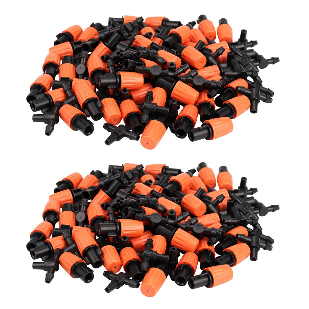 100Pcs Adjustable Garden Irrigation System Watering Sprayer Misting Nozzles Sprinkler Heads With Barbed Tee Connectors 4712151078970