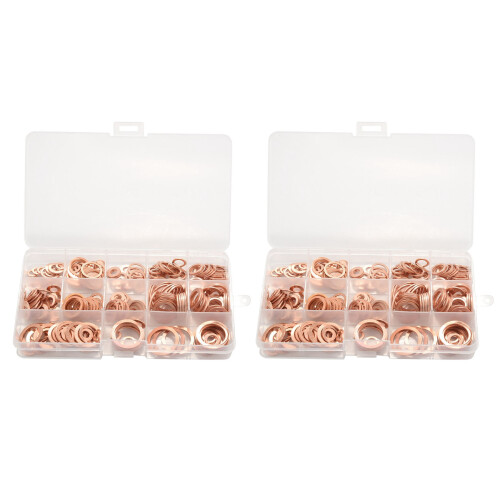 560Pcs Professional Assorted Copper Washer Gasket Set Flat  Seal Assortment Kit M5-M20 with Box