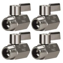 4X 304 Stainless Steel Valve(1/2 Inch Female x Male) NPT Thread, Water Flow Regulator Control Valve