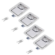 Hardware 4 Pack Stainless Steel Paddle Slam with Lock & Key - Flush Single Point Handle for Door Trailer RV