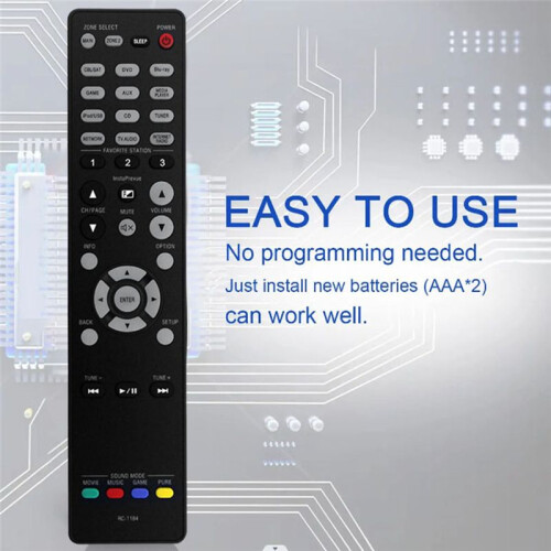 Replace RC-1184 Remote Control for  AV Audio Video Receiver AVR-X3000 AVRX3000