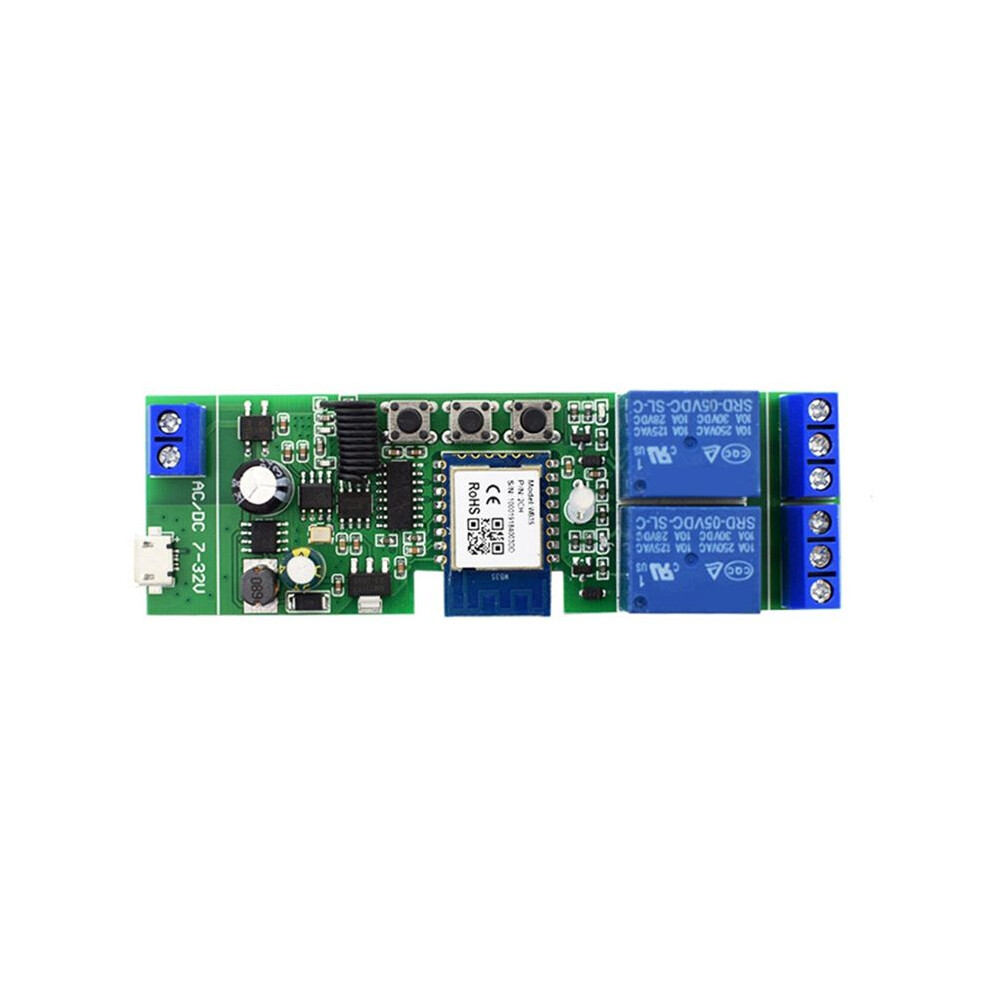 Tuya WiFi Relay Module 2 CH AC/ 7-32V RF/APP TéLéCommande Sans Fil Home ...