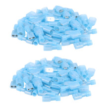 100PZ Terminali A Filo Completamente Isolati Femmina e Maschio Connettori A Forcella In Nylon Blu