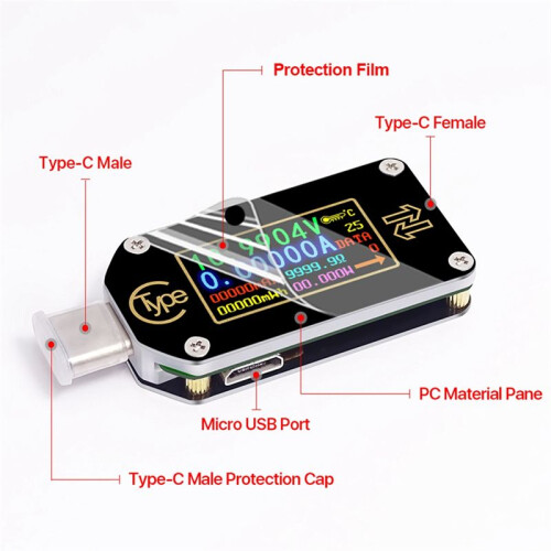 Rd Tc66 Type-C Pd Trigger USB Voltmeter Amperemeter SpäNning 2 Way StröMmäTare Multimeter Pd Laddare Batteri USB Tester1 2