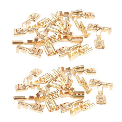 Brass 6.3 mm Connectors Female Spade Cable Terminals, 40 Piece 1