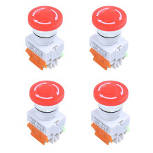 4X Red Mushroom Cap 1NO 1NC DPST Emergency Stop Push Button AC 660V 10A