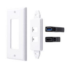 2X 2Port +USB 3.0 Female Wall Face Plate Panel Outlet Socket Extender White