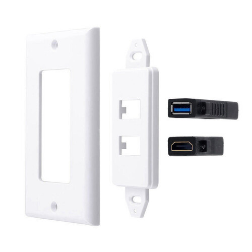 2X 2Port +USB 3.0 Female Wall Face Plate Panel Outlet Socket Extender White