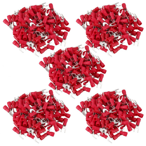 500 Pcs 4mm Fork AWG 22-16 Pre Insulated Terminal Cable Lug