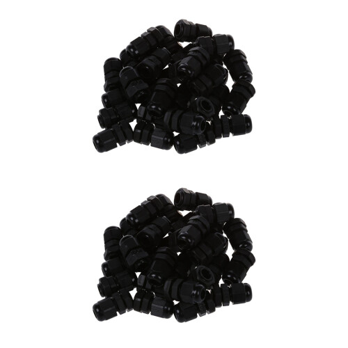 60 Pcs PG7 Waterproof Connector Gland Black for 4-7mm Diameter Cable