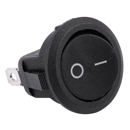 10Pcs SPST Black Button /Off Round Rocker  AC 6A/250V 10A/125V 2