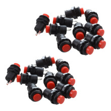 20 Pcs Latching Action SPST Round Red Push Button AC 125V 3A