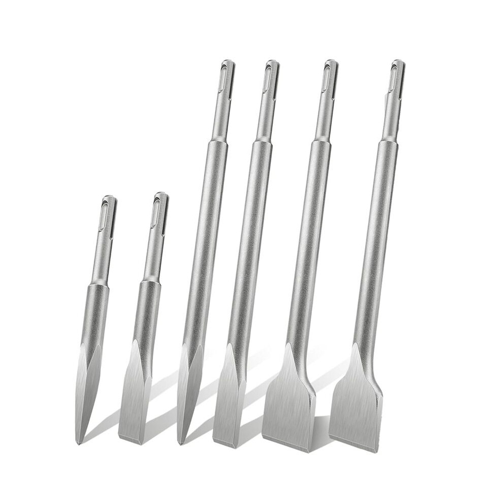 Sds Chisel Set,6Pcs Tile Chisel Spade Chisel Drill Hammer Chisel Set For Concrete,Masonry,Tiles,Tile Adhesive 6034189270392