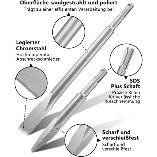 SDS  Chisel Set,6pcs Tile Chisel Spade Chisel Drill Hammer Chisel Set for Concrete,Masonry,Tiles,Tile Adhesive 1