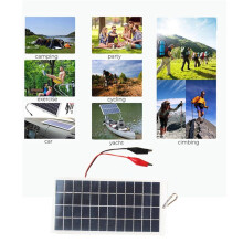 5W 12V Polysilicon Solar Panel Outdoor Portable Waterproof Charging Panel with Clips Can Charge 9-12V Battery