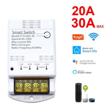 Tuya Wifi 30A Relay Module 85-250V DIY 433MHZ RF Controller SmartLife APP Voice Relay Timer Remote Control