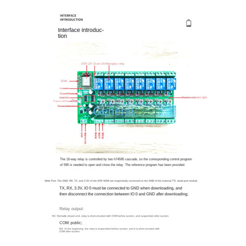 ESP8266 WIFI 16 Channel Relay Module ESP-12F Development Board Power, 16 Way Relay Module Supply Mode 12V 1
