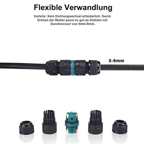 Cable Joint Waterproof Grounding Cable Connection Sleeve 3-Core Cable Connection Suitable for 5-9mm Wire Diameter 1