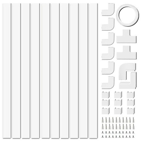4M Electrical Cable Trunking,Cable Concealer  Wall for One Cord,Paintable PVC Cable Cover,Cable Trunking 10Pcs L40cm 1