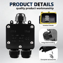 4 StüCk Wasserdichte 3-Wege-Anschlussdose, IP68 Externe Wasserdichte Elektrische Anschlussdose für Kabel mit Einem Durchmesser Von 5 mm Bis 15 mm