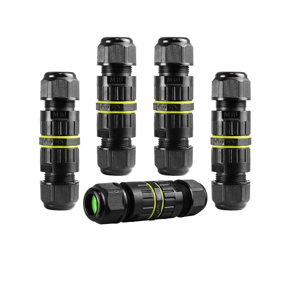 5Pc Ip68 Waterproof 2 Way 3-Core Junction Box Electrical Cable Connector M16 Wire Range(3.5-10Mm), Outdoor Repair Cables 4712524666315
