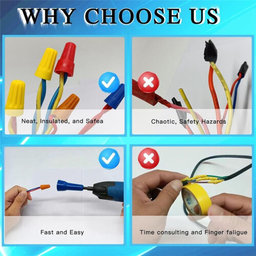2PCS Wire Twisting Spinner,Spin Twist Wire Connector Socket,Wire Connector Driver with 1/4In Chuck with 100Pcs Wire Caps 2