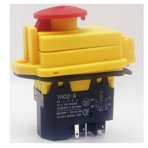 YH02-A Electromagnetic  250V 16A 5PIN Start Push Button for Machine Tool Equipment Waterproof 1