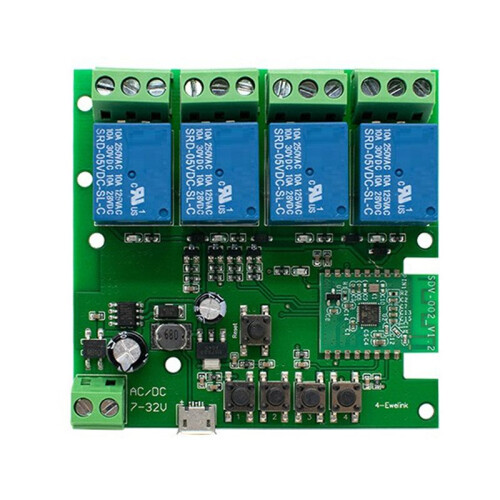 4CH   Module 7-32V 10A Relays Wireless WIFI Remote Control Self-Locking and Timing Ewelink APP Controller