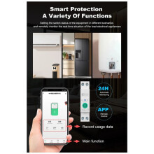 Tuya WiFi Circuit Breaker 1P+N 63A Din Rail with Electricity Statistics Remote Voice Control for Alexa Home
