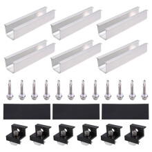 12pcs Solar Panel Bracket Aluminum PV Rail Fastening Module Trapezoidal Roof Mount Solar Rail End and and Middle Clamps