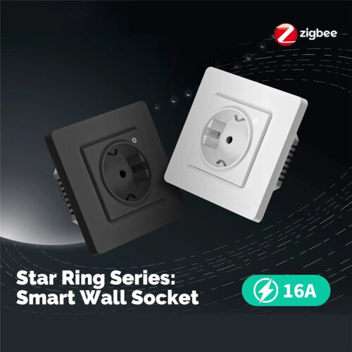Tuya ZigBee  Socket EU Wall Embedded Outlet  Monitor Indicator App Remote Control for Alexa  Home Grey 1