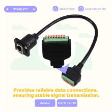 D Type RJ45 8P8C Female Panel Mount to Solderless Terminal Block Cable RJ45 Ethernet to Spring Terminal Cable