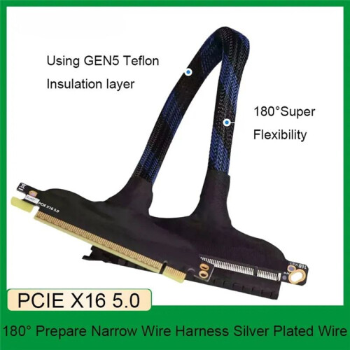 PCIE 5.0 X16 Cable Gen5 Server Silver-Plated Lossless Soft Cable GPU Adapter Cable for RTX 5090  Card 30CM 2