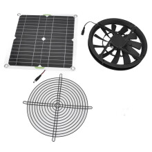 Solar Panel Fan Kit 10in 100W Waterproof Round Ventilation Case Exhaust for Chicken Coop Greenhouse Shed