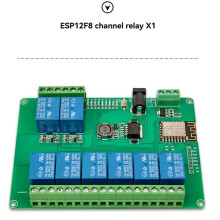 Módulo de Relé de 8 Canais DC12-24/5V Fonte de Alimentação Integrada ESP-12F Módulo WiFi para Desenvolvimento Secundário ESP8266