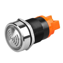 22mm Red Flashing High Decibel Waterproof IP65 Buzzer Brass Chrome Plating LED Buzzer Intermittent Flash AC220V