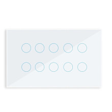 WIFI Touch Light Interruttore un Parete Pannello nel Vetro 10 Gang Tuya Life per Alexa Home Bianco