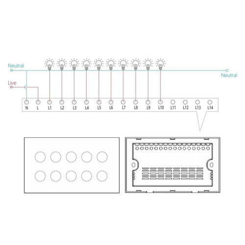WIFI  Touch Light Wall  Interruptor Glas Panel 10 Gang Tuya  Life för Alexa  Home White 2