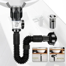 Drain D'Évier de Cuisine Rabattable, Filtre Désodorisant Rétractable, Bec de Flexible, Évier de Salle de Bains, Anti-Colmatage, 2 Pièces
