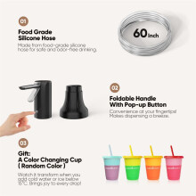 Water Dispenser, Detachable Automatic Drinking Water Pump for 5 Gallon Bottle,for Home, Office, Camping Black