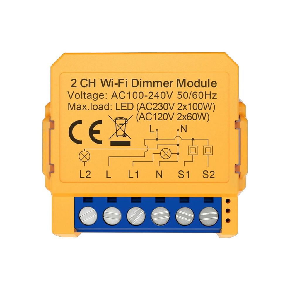 Tuya Wifi Dimmer Module 2Ch Control Led Lights Dimmable Stepless Dimming+Voice Control 6032999249300