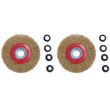 2X Wire Brush Wheel for Bench Grinder Polish + Reducers Adaptor Rings,5Inch 125Mm