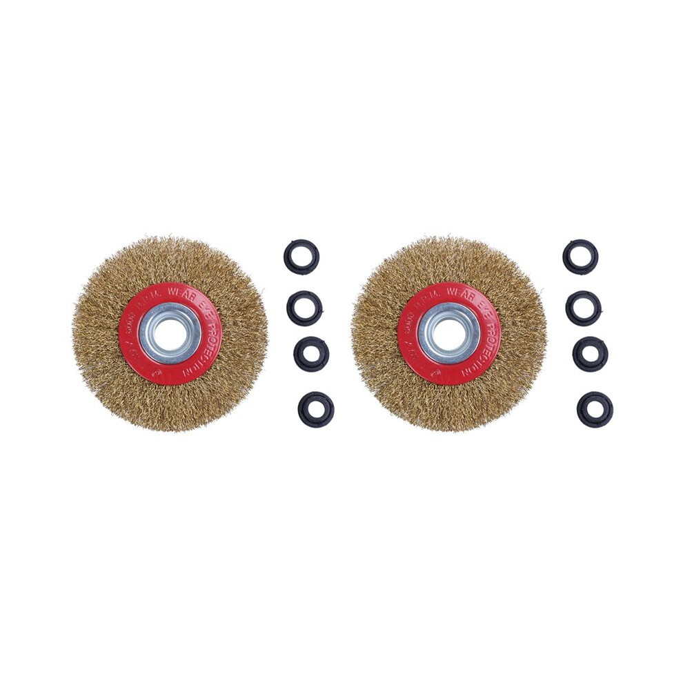 2X Wire Brush Wheel For Bench Grinder Polish + Reducers Adaptor Rings,5Inch 125Mm 6031394923778