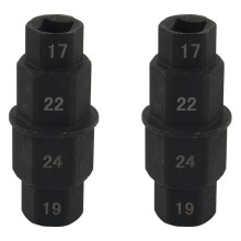 2X Motorcycles Hex Axle Tool - 17mm, 19mm, 22mm, 24mm - Hexagon Front Wheel Hub Axle Spindle Socket Adapter Tool 3/8Inch