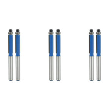 6Pcs 2.6 Inch Long 2 Edges Flush Trim Router Bit 1/4 Inch x 1/4 Inch for Carpenter