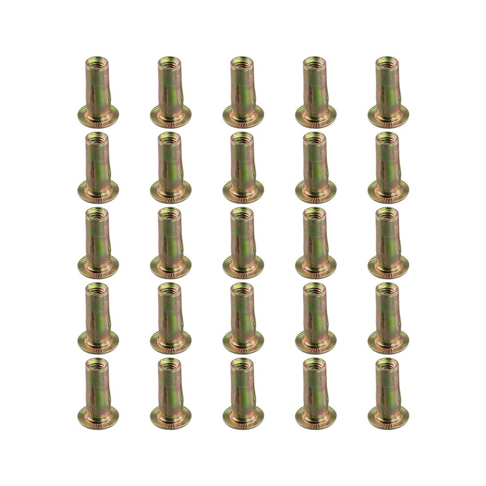 Multi-Grip Rivet-Nut, M8 Pre-Bulbed Shank Carbon Steel Color-Zinc-Plated Flat Threaded Insert Nut 25Pcs 4711076893842
