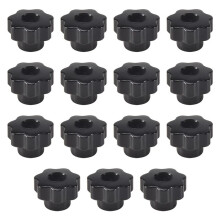 15Pcs M6 Star Knob Clamping Handle Nut Through Hole Set Brass Female Threaded Handle Screw Knob Grip Black Plastic
