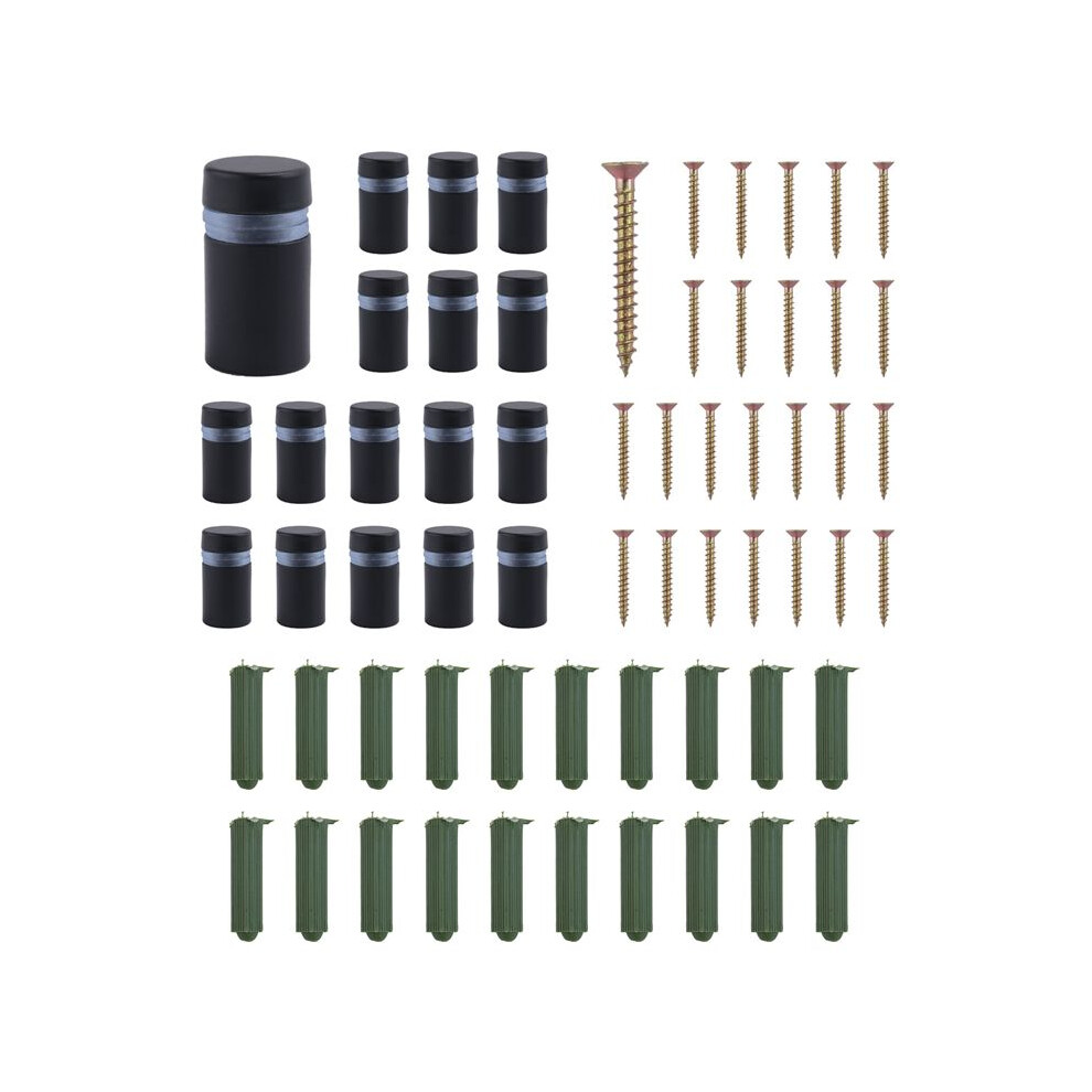 24Pcs Standoff Screws, Wall Sign Standoff Mounting Hardware Advertising Glass Standoff Nail For Hanging, Black 6031462993566