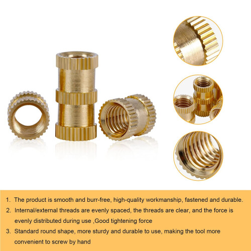 330 Pcs Brass Threaded Insert Nuts M2 M3 M4 M5 Female Thread Knurled Nut Inserts Embedment Nut for 3D Printing Part